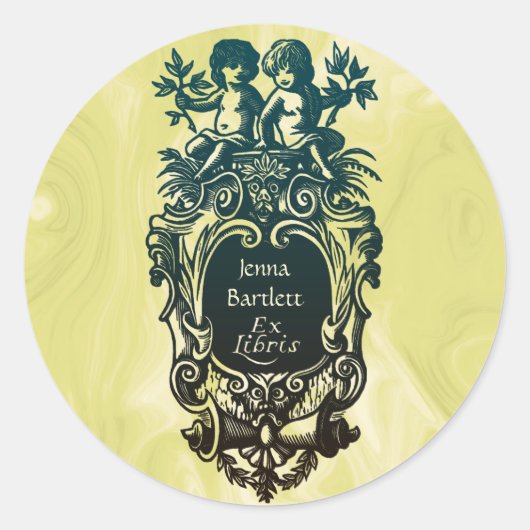 Ex Libris Cartouche & Cherubs Sticker (Voorkant)