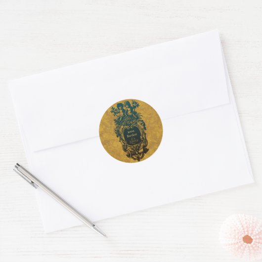 Ex Libris Cartouche & Cherubs Sticker (Envelop)