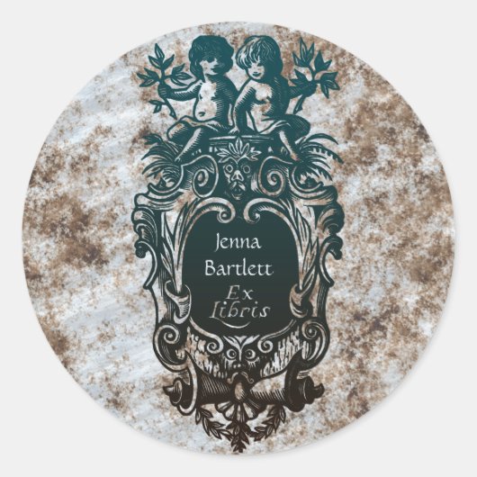 Ex Libris Cartouche & Cherubs Sticker (Voorkant)