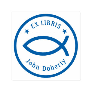 Ex Libris Christelijke Vissen Personaliseerbare Zelfinktende Stempel