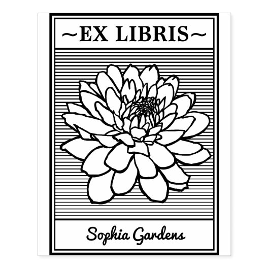 Ex Libris - Chrysanthemum Rubberstempel (Afrduk)