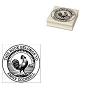 Ex Libris - Cockerel kraaien bij de dageraad Rubberstempel (Gestempeld)