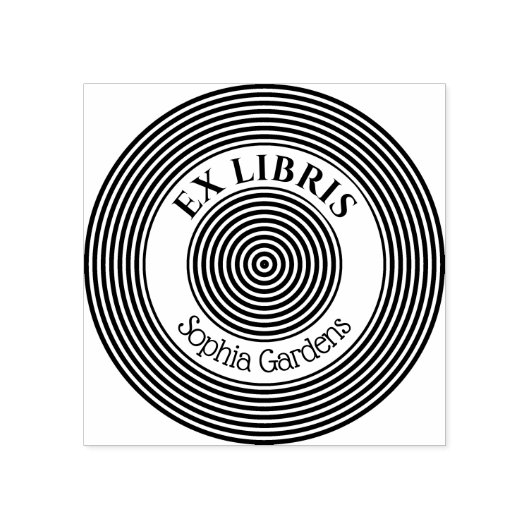 Ex Libris Concentric Circles v1 Rubberstempel (Afrduk)