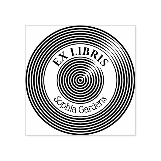 Ex Libris Concentric Circles v2 Rubberstempel (Afrduk)