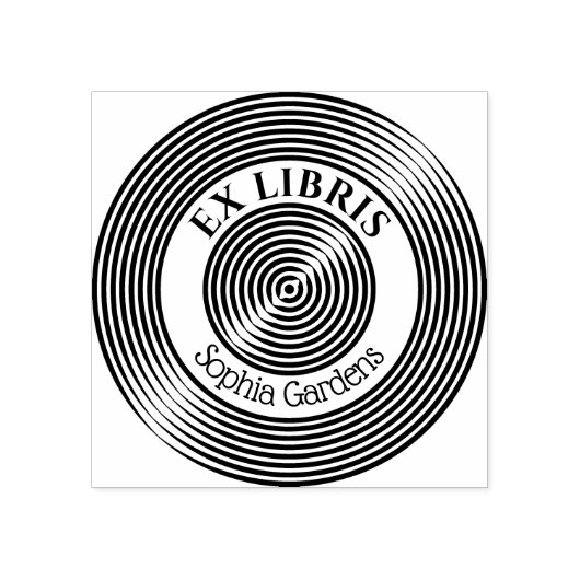 Ex Libris Concentric Circles v3 Rubberstempel (Afrduk)