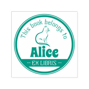 Ex Libris Cute Cat Zelfinktende Stempel