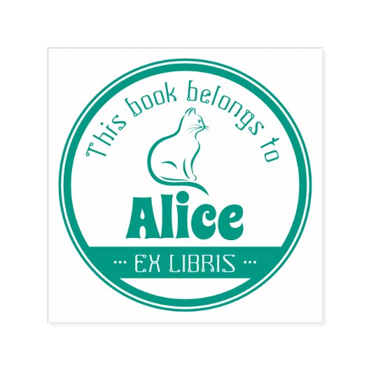 Ex Libris | Cute Cat Zelfinktende Stempel (Design)
