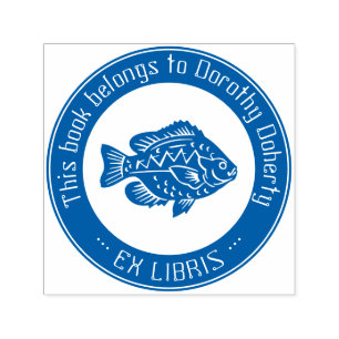 Ex Libris Cute Fish Zelfinktende Stempel