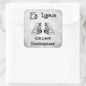 Ex Libris Deco Letters Boeken Faux Canvas Boekplaa Vierkante Sticker (Tas)