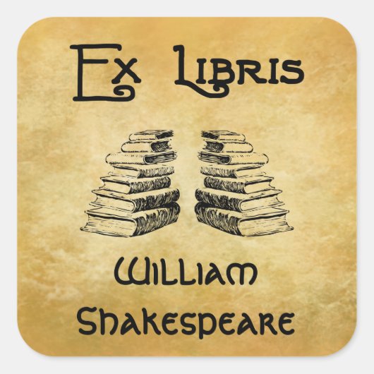 Ex Libris Deco Letters Books Custom Bookplate Vierkante Sticker (Voorkant)