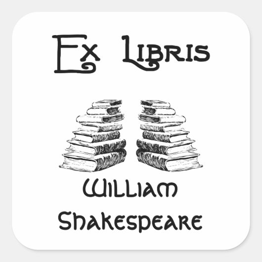 Ex Libris Deco Letters Books Custom Bookplate Vierkante Sticker (Voorkant)