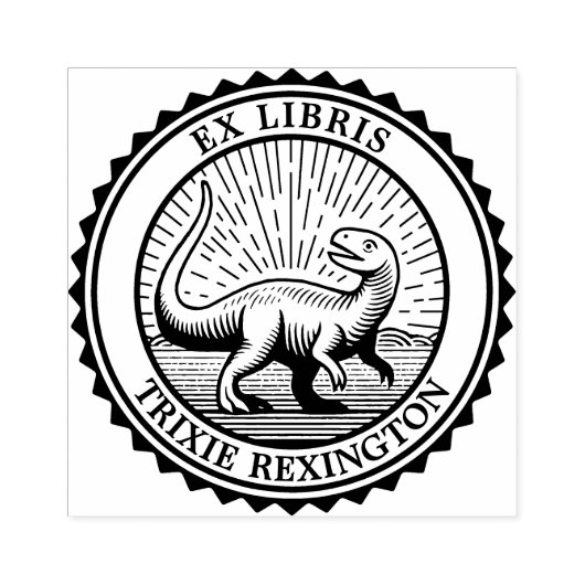 Ex Libris - Dinosaurus Rubberstempel (Afrduk)