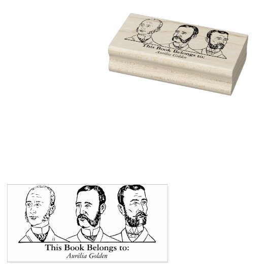 Ex Libris - Drie Man v4 Rubberstempel (Gestempeld)
