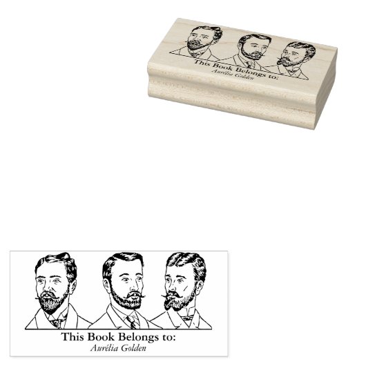 Ex Libris - Drie Man v5 Rubberstempel (Gestempeld)
