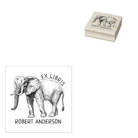 Ex Libris, Elephant Book Rubberstempel (Gestempeld)