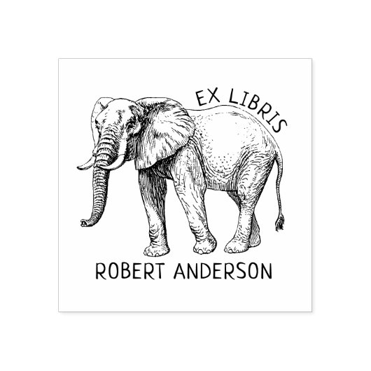 Ex Libris, Elephant Book Rubberstempel (Afrduk)