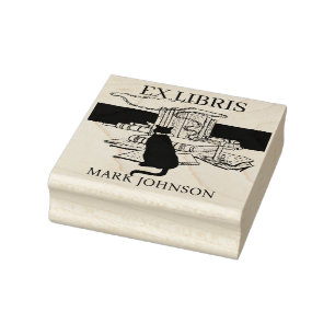 EX libris exlibris Book booklibrary bookplate kat Rubberstempel