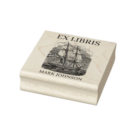 EX libris exlibris Book library bookplate schip Ru Rubberstempel (Stempel)