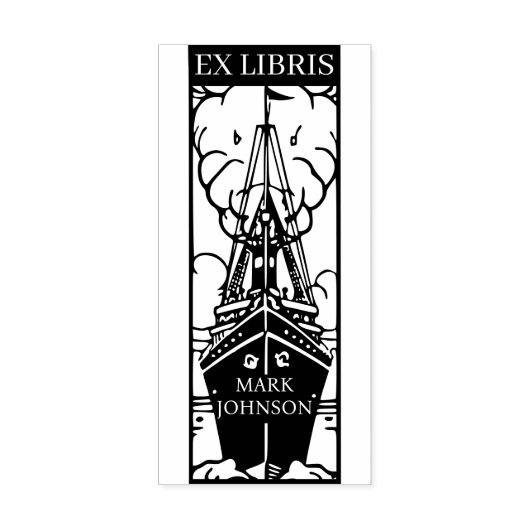 EX libris exlibris Book library bookplate schip Ru Rubberstempel (Afrduk)