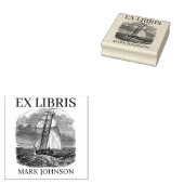 EX libris exlibris Book library bookplate schip Rubberstempel (Gestempeld)