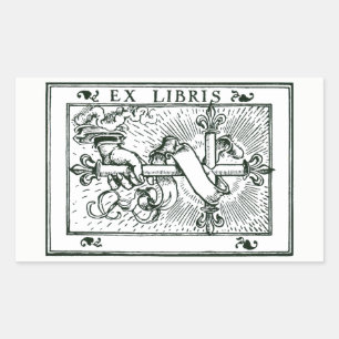 Ex libris fleur de lys cross rechthoekige sticker