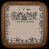Ex Libris Flourish Line Art Bookplate Vierkante Sticker