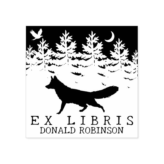 Ex Libris, Forest Fox Book Rubberstempel (Afrduk)
