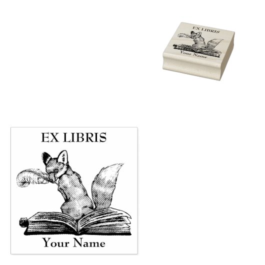 Ex libris, Fox Boek Stamp Rubberstempel (Gestempeld)