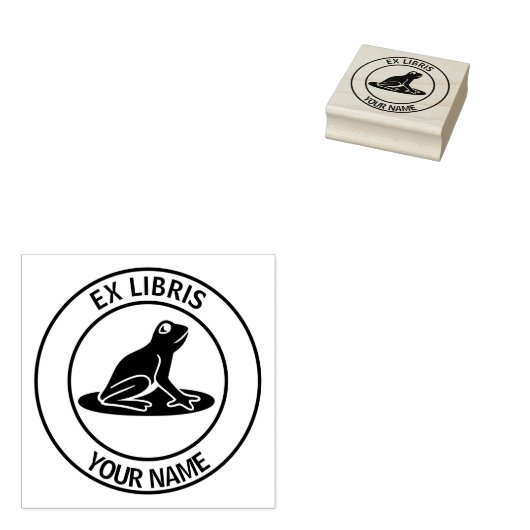 Ex libris frog bookplate rubberstempel (Gestempeld)