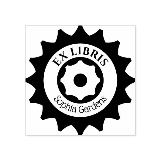 Ex Libris Gears Rubberstempel (Afrduk)