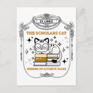 Ex Libris Geleerde Kat Donkere Academie Briefkaart
