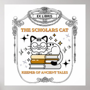 Ex Libris Geleerde Kat Donkere Academie Poster