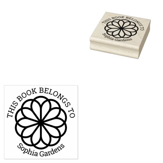 Ex Libris - Geometrische bloem 06 Rubberstempel (Gestempeld)