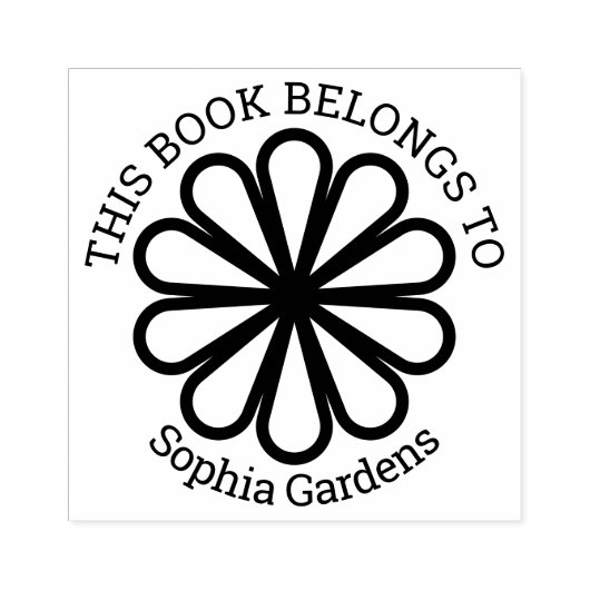 Ex Libris - Geometrische bloem 07 Rubberstempel (Afrduk)