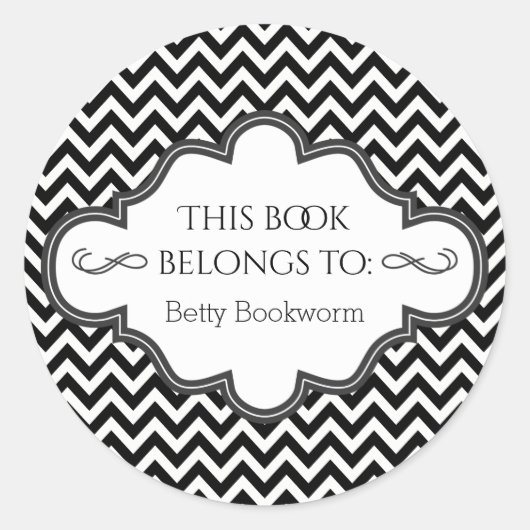 Ex Libris gepersonaliseerde bibliotheek Bookplate Ronde Sticker (Voorkant)