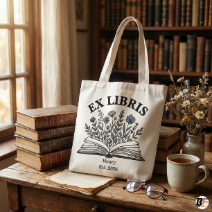 Ex Libris Gepersonaliseerde Boekliefhebber Wilde B Tote Bag
