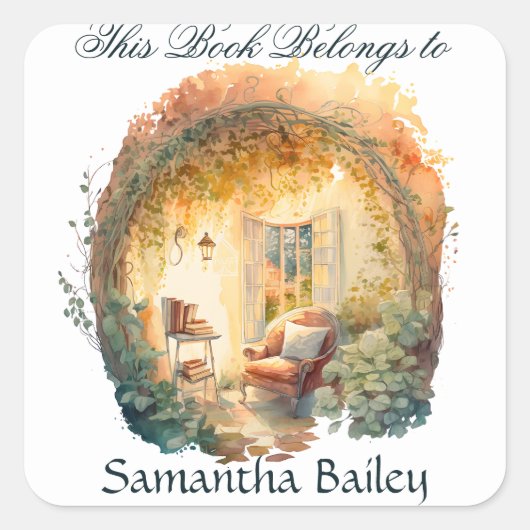 Ex Libris Gepersonaliseerde Referentie Vierkante Sticker (Voorkant)