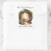 Ex Libris Gepersonaliseerde Referentie Vierkante Sticker (Tas)