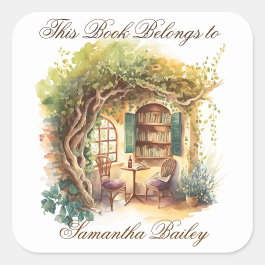 Ex Libris Gepersonaliseerde Referentie Vierkante Sticker (Voorkant)