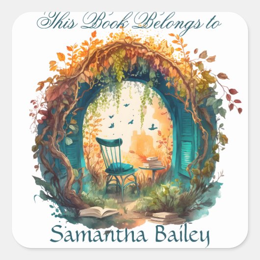 Ex Libris Gepersonaliseerde Referentie Vierkante Sticker (Voorkant)