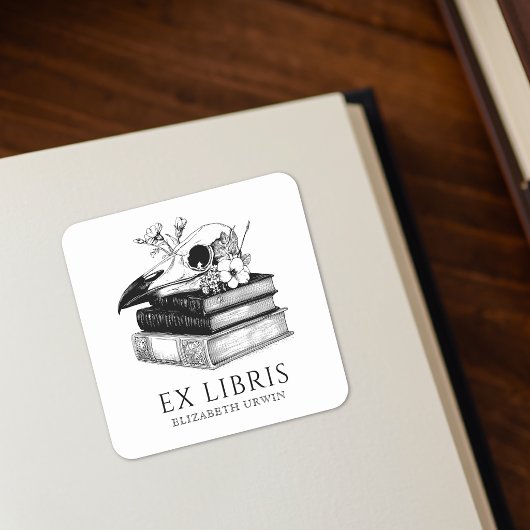 Ex Libris Gotische Aangepaste Boekplaatsticker Vierkante Sticker