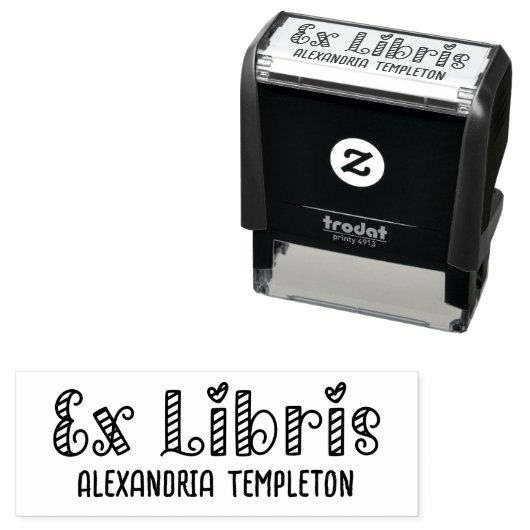 Ex Libris Hart Barbierspaal Streep Bibliotheek Boe Zelfinktende Stempel (In situ)