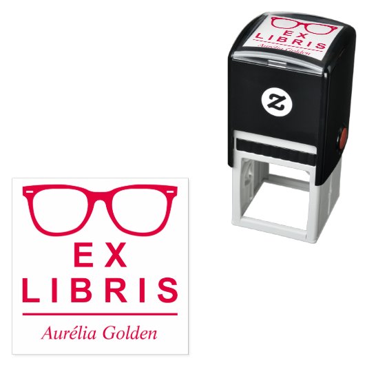 Ex Libris - Hipster Glasses Zelfinktende Stempel (In situ)