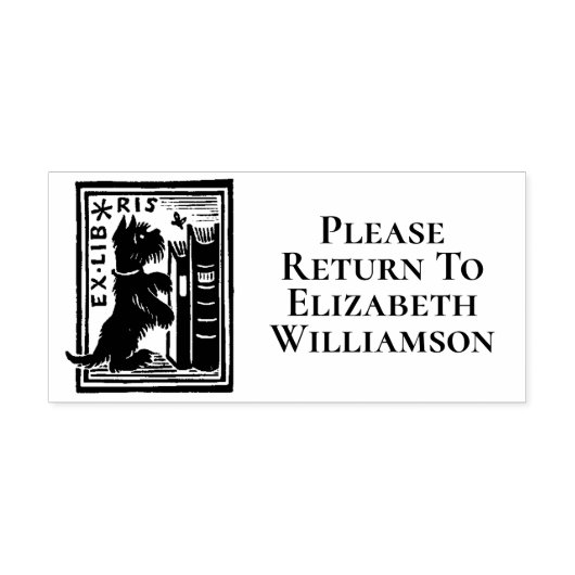 Ex Libris Hond Boekplaat Bibliotheek Boek Retour Zelfinktende Stempel (Design)
