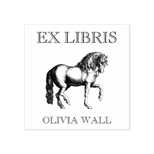  Ex Libris Horse Hippophile Equestrian Boek Rubberstempel (Afrduk)