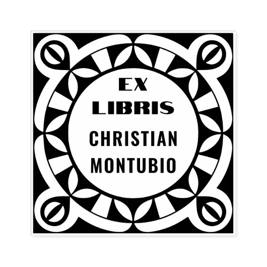 Ex Libris Houten Kunst Stempel - Geometrisch Motie (Afrduk)