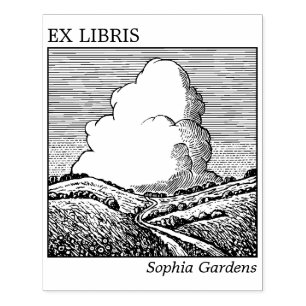 Ex Libris - Imaginair landschap met cloud Rubberstempel