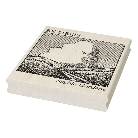 Ex Libris - Imaginair landschap met cloud Rubberstempel (Stempel)