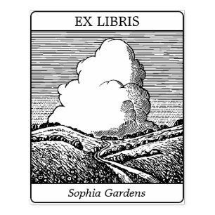 Ex Libris - Imaginair landschap met Cloud v2 Rubberstempel