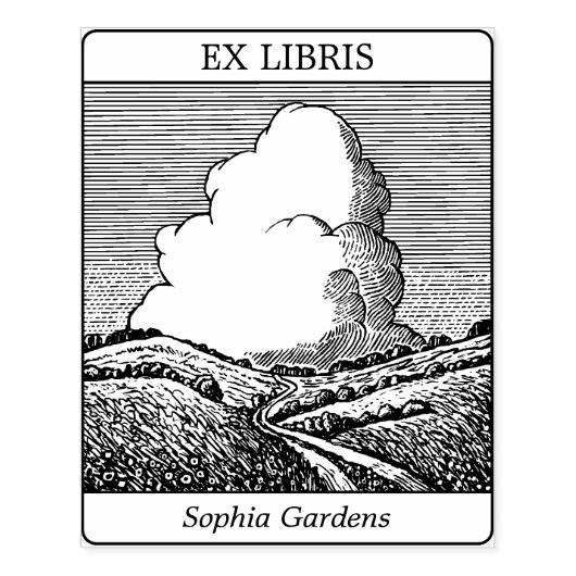 Ex Libris - Imaginair landschap met Cloud v2 Rubberstempel (Afrduk)